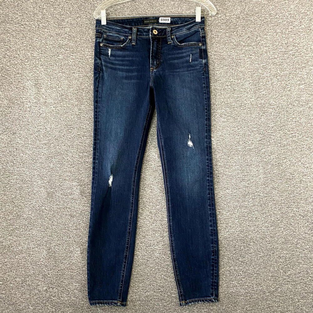 Silver Jeans Women’s Size 27/29 Most Wanted Skinny Dark Wash Distressed Jeans